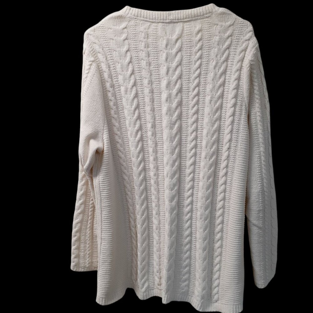 J Jill Pullover Sweater Womens Size XL White Knit Crew Neck Long Sleeve - Picture 2 of 7